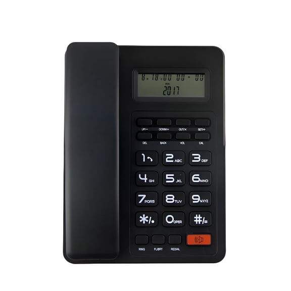 GJX Fixed Wireless GSM Desk Phone with SIM Card Slot, Quadband Desktop Telephone with LCD Screen, SMS and Caller ID for Home and Office