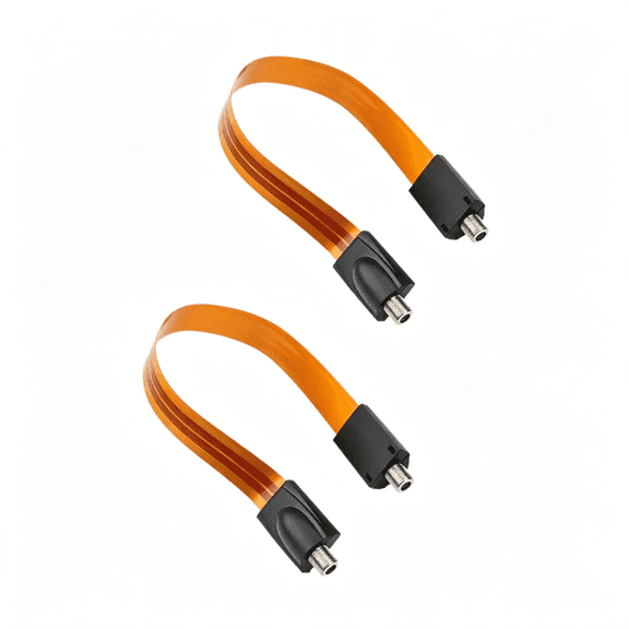 GJX Flat Coaxial Cable Rg6 F Type Jumper Cable for Windows and Doors -12In Length-Tv Antenna Wire -2Pack Flat Coaxial Cable