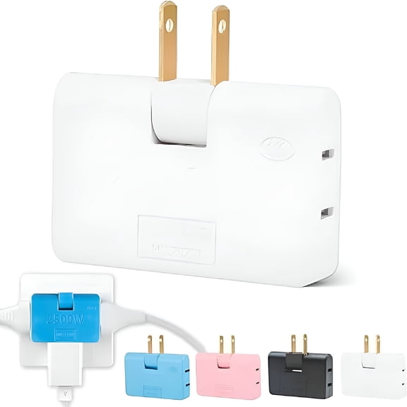 GJX Flat Plug Adapter, Flat Outlet Adapter 180 Degree Portable Swivel Wall Plug, Slim Design 2500W Indoor Plug Adapter Perfect for Home and Travel