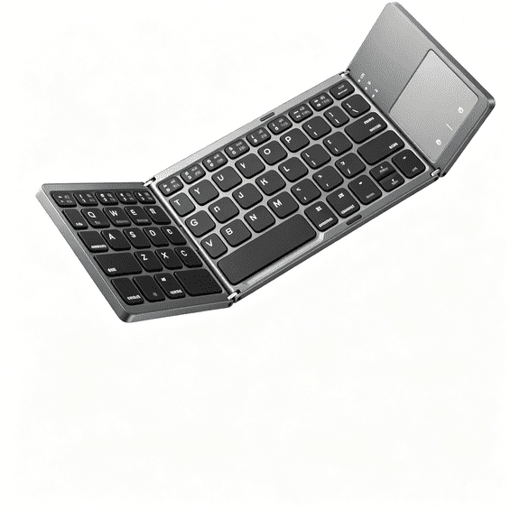 GJX Foldable Bluetooth Keyboard with Touchpad - Portable Wireless Keyboard with Holder,Rechargeable Full Size Ultra Slim Pocket Folding Keyboards for Android Windows Ios Tablet & Laptop