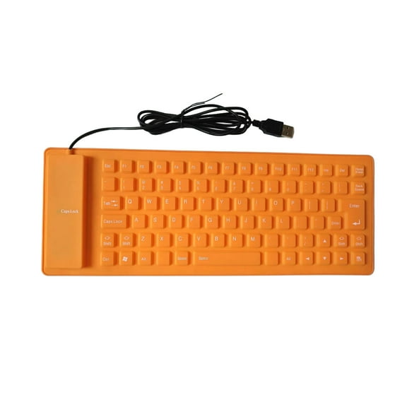GJX Foldable Keyboard 85 Keys Usb Keyboard Knock Silent Waterproof and Dustproof Folding Keyboard Orange