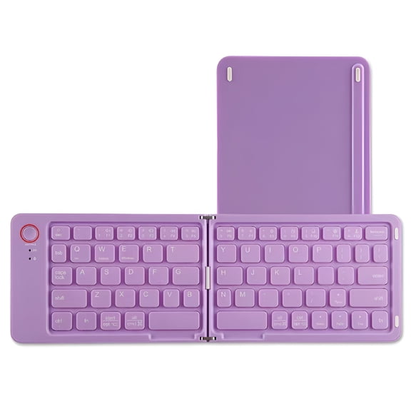 GJX Foldable Wireless Bluetooth Keyboard With Phone Stand, Ultra Slim Portable Full Size Keypad For iOS Android Windows, Ergonomic Travel Typing Accessory, Purple