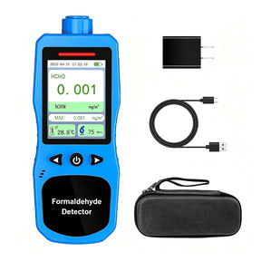 GJX Formaldehyde Detector,Rechargeable Hcho Monitor with Vibration,Visual&Sound Alarms,Temperature Humidity Meter,Formaldehyde Air Quality Tester for Home,Work