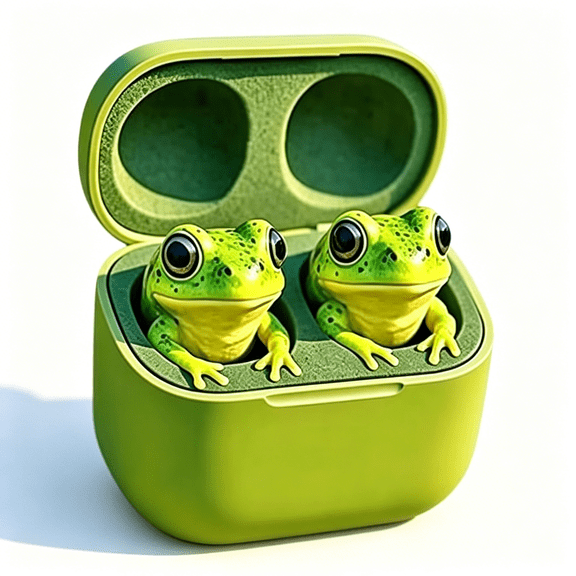 GJX Frog Earbuds Cute Animal Bluetooth Headphones Wireless in-Ear with Charging Case, Deep Bass, IPX4 Sweatproof, Comfortable Fit for Kids & Adults, Fun Gift for Music Lovers (A)