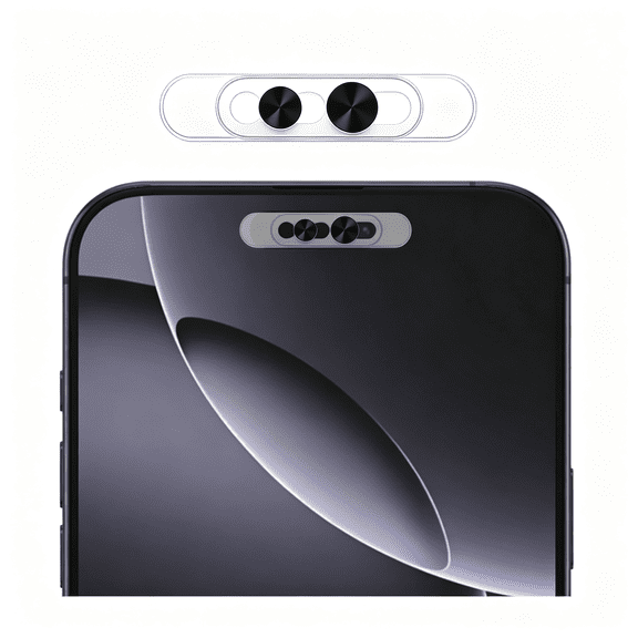 GJX Front Camera Privacy Cover,Clear Transparent Adhesive Camera Lens Protector Compatible with 17/16/15/14 Pro/Pro Max,Support Normal Recognition,Smooth Slide Webcam Blocker,Black,2Pc