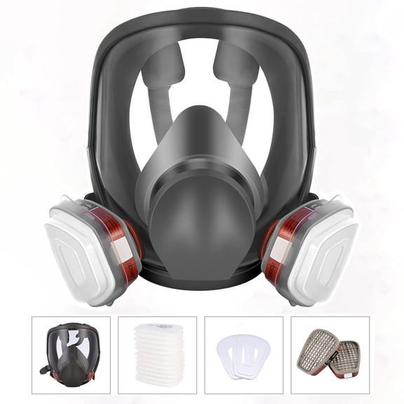 GJX Full Face Respirator Mask with Filters for Paint,Against Dust,Chemicals,Formaldehyde,Polishing,Staining,Car Spraying,Sanding,Cutting