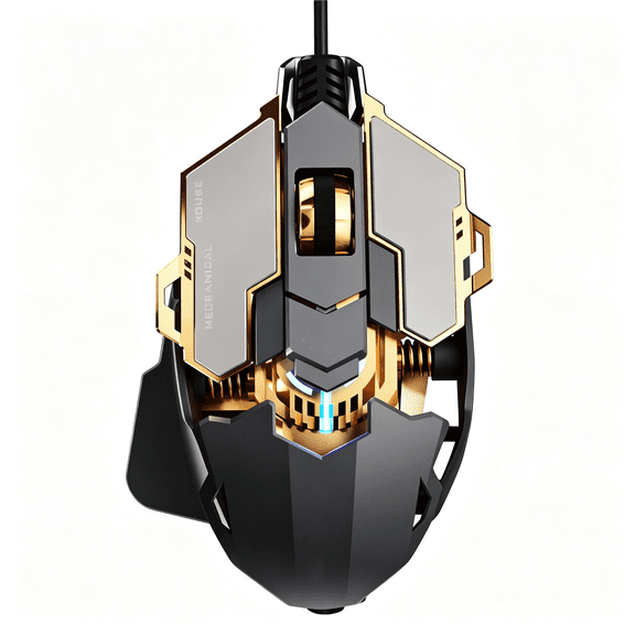GJX G5 Wired Gaming Mouse with Adjustable Tail,12800 Dpi Programmable Computer Mouse with Rgb Backlit,9 Macro Buttons,Rapid Fire Key & Aluminum Base Ergonomic Pc Mice for Laptop,Pc-Grey