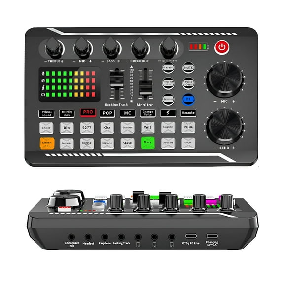 GJX 2026 New Professional Audio Mixer,Voice Changer Sound Board Live Sound Card Bluetooth Noise Reduction Voice Changer Sound Mixer Podcast Equipment for Streaming Podcasting Gaming