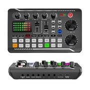 GJX Gaming Audio Mixer, Streaming Mixer with Audio Interface SoundBoard Voice Changer Sound Card, Studio Beginner Podcast Mixer Equipment for PC Phone Live Streaming Podcasting Recording