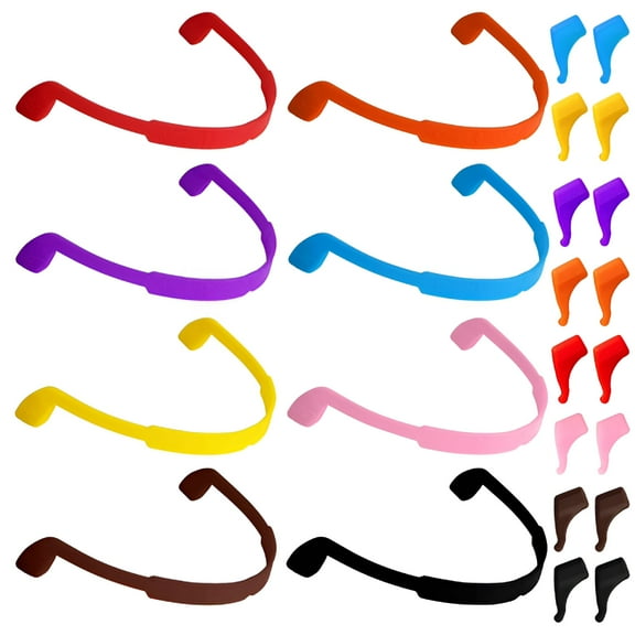 GJX Glasses Strap, 8 Pack Kids Eyeglasses Sunglasses String Strap Glasses Band Holder Eyewear Retainer, Silicone Elastic Sports Toddlers Glasses Strap with Ear Grip Hooks, 8 Colors