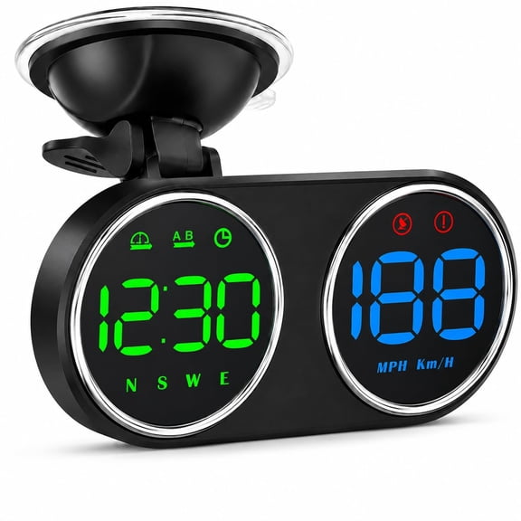 GJX Gps Speedometer for Car Gps Speedometer Hud with Mph Display Digital Speedometer for Car Dashboard with Overspeed Alert Compass Gps Clock 7 Color Display Usb Plug&Play for Cars Trucks