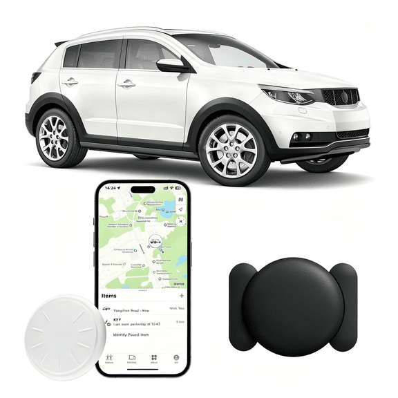 GJX Gps Tracker for Vehicles,No Monthly Fee Gps Car Tracker,Car Locator Work with Find My(Ios Only),Mini Gps Tracker with Magnetic Case Car Tracker No Subscription(Black,1Pcs)