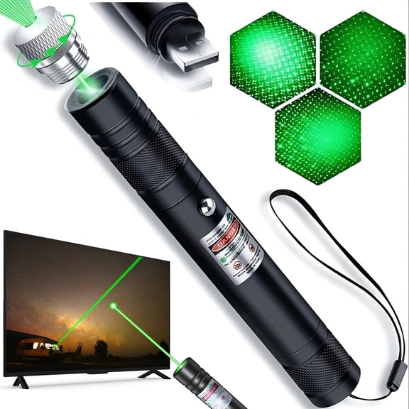 GJX Green Laser Pointer High Power - Long Range Rechargeable Laser Beam, USB Charging for Hiking, Presentations & Outdoor Use (Professional-Grade Green Light)