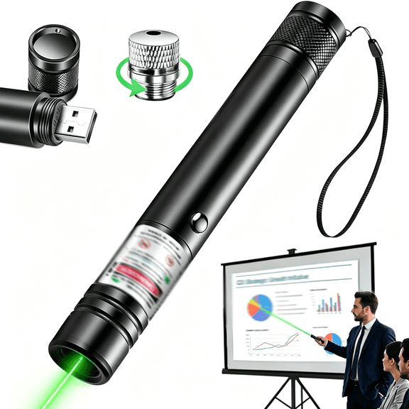 GJX Green Laser Pointer for Presentations | Usb-C Rechargeable High-Visibility Beam for Classroom, Conference & Business Meetings Green Laser Pointer