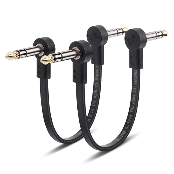 GJX Guitar Patch Cable 1/4 Inch Right Angle Effect Pedal Cord,Noise Free Pedal Board Patch Cables,Low Profile Stereo Effect Patch Cords for Pedals (6In+6In)