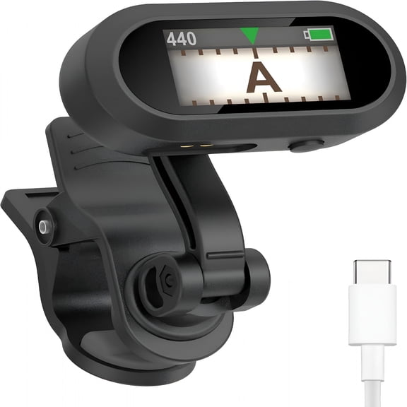 GJX Guitar Ukulele Tuner Clip on Rechargeable,Easy to Read Simple Tft Screen Extremely Fast and Accurate Tuning,Headstock Chromatic Tuner Pitch 410-460Hz,Perfect for Any Lighting