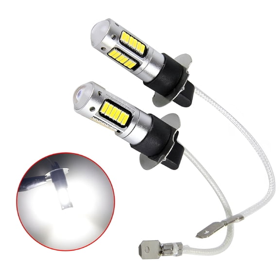 GJX H3 LED Fog Light Bulbs Conversion Kit, 6000K White COB Driving Lamp, Canbus Plug and Play DRL Replacement
