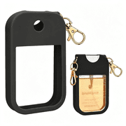 GJX Hand Sanitizer Spray Case Compatible with Silicone Hand Sanitizer Case Holder with Keychain for Touch Land Mist 1Fl. Oz, Hand Sanitizer Keychain Black