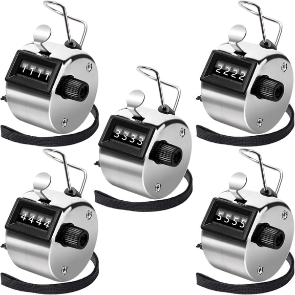 GJX Handheld Mechanical Counter Clicker, 5 Pcs 4-Digital Number Tally Click Counter for School Event Golf Sports Office Stadium