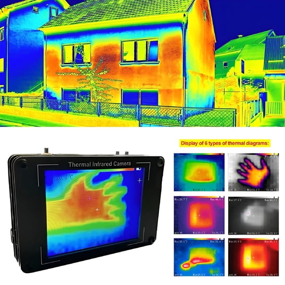 GJX Handheld Thermal Imaging Camera 3.2 Inch LCD, MLX90640 Sensor, -40 to 300C Range, USB C Rechargeable Infrared Thermometer for Home Inspection, HVAC, Electrical