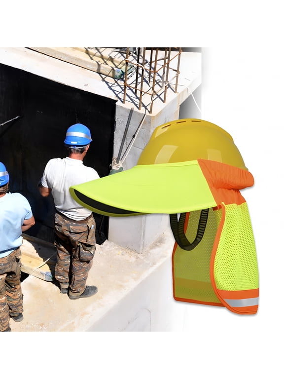 Hard Hat Shade Mesh Hat Neck Sun Protection for Outdoor Hard Hat Accessories Polyester Wide Brim Hardhat Visor Hard Hat Visor Yellow