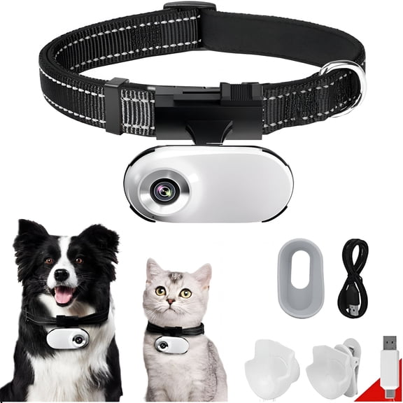 GJX Hd 1080P Cat Camera Collar with Video Record Wireless Mini Sport Cam,Small Action Cameras,Body Camera for Pet Supplies/Stuff,Outdoor/Indoor Birthday Gift No Wifi
