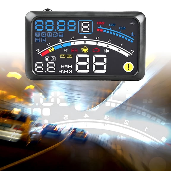 GJX Head Up Display, 5.5 Inches HD OBD2 Car GPS HUD Head Up Speed Display Over Speed Warning Plug & Play