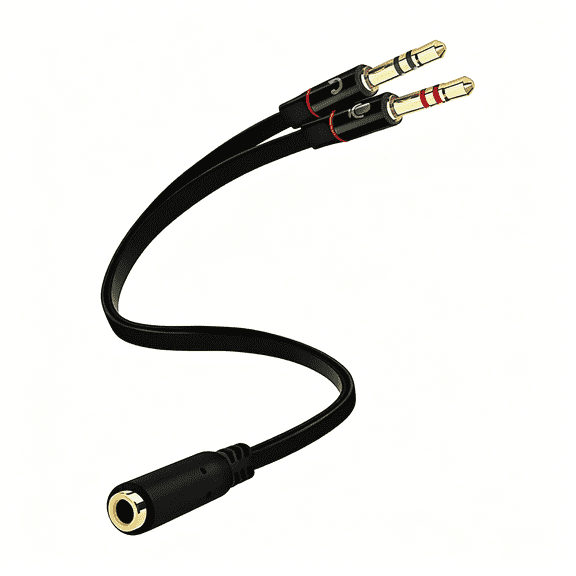 GJX Headphone Splitter For Computer 3.5mm Female to 2 Dual 3.5mm Male Headphone Mic Audio Y Splitter Cable Smartphone Headset to PC Adapter
