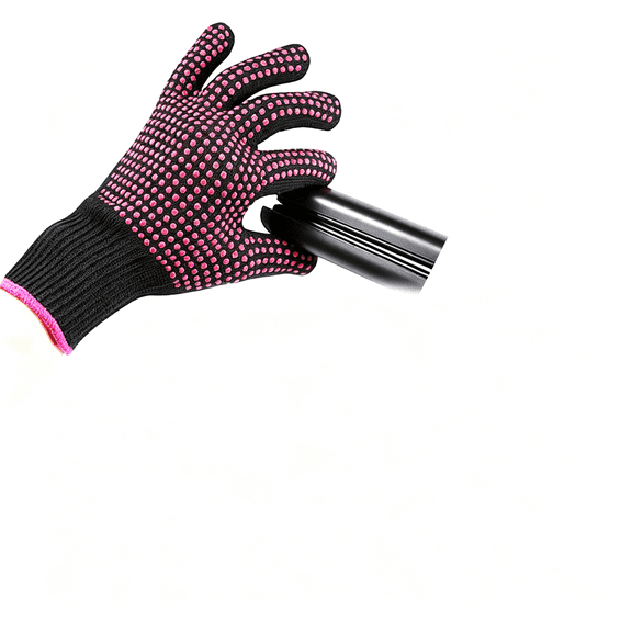 GJX Heat Resistant Glove with Heat Resistant Mat for Curling Iron,Hair Straightener,Flat Irons,Silicone Bump Glove,9" X 6.5" Food Grade Silicone Mat,Pink