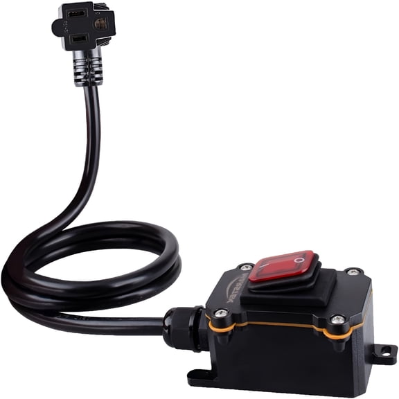 GJX Heavy Duty Waterproof Extension Cord with On/Off Switch, 3ft 16AWG Inline Piggyback Plug, 20A 125V