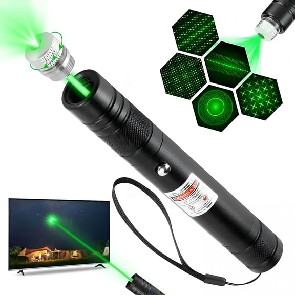 GJX High Power Green Laser Pointer with Removable Star Cap,Long Range Single Pinpoint Mode,Built-In Usb Rechargeable for Astronomy,Hiking,Presentations and Interactive Cat Toy