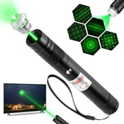 GJX High Power Green Laser Pointer with Removable Star Cap,Long Range Single Pinpoint Mode,Built-In Usb Rechargeable for Astronomy,Hiking,Presentations and Interactive Cat Toy