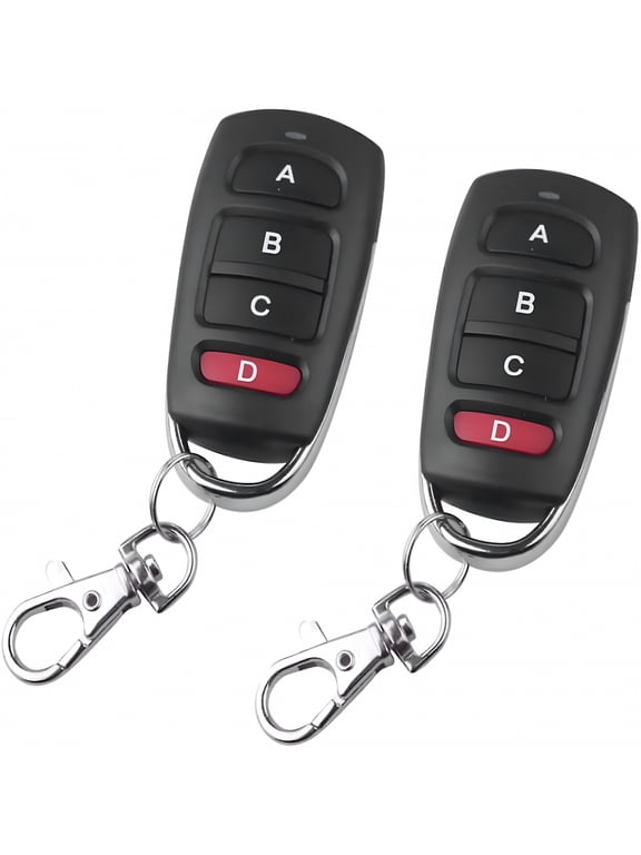 High Precision Cloning Remote Control Keychain, Electric Gate Opener 4-Channel RF Wireless for Garage Doors, Universal Replacement (2Pcs)