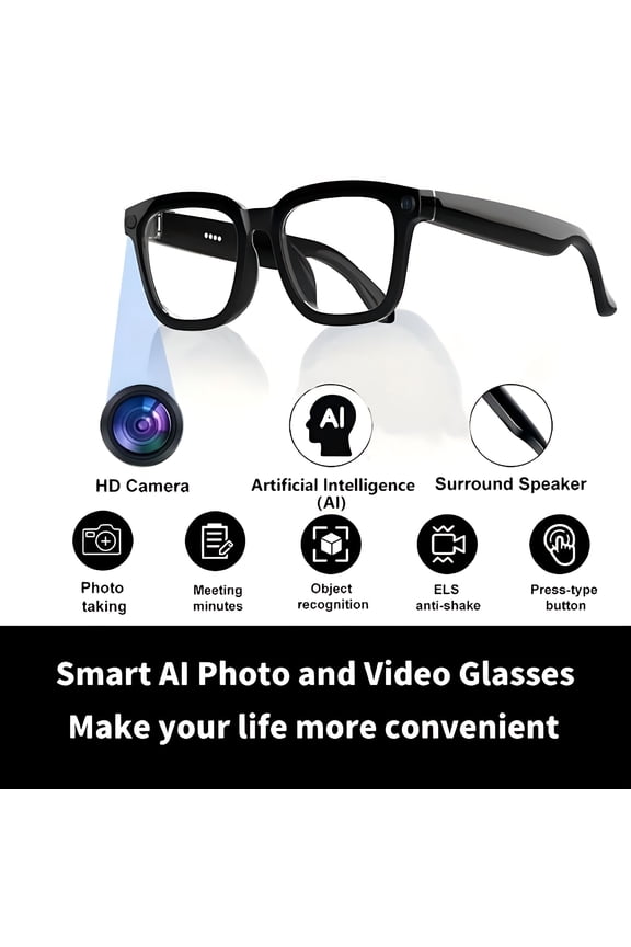 High definition camera smart glasses, real-time translation, music playback and AI interaction, suitable for video recording, sports and daily use, a great gift for both men and women