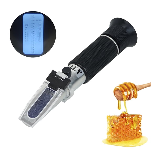 GJX Honey Refractometer with Atc,Portable Refractometer for Honey Moisture,Triple Scale (Honey Moisture: 12-27%,Brix: 58-90%,Baume: 38-43),Ideal for Honey,Molasses,Maple Syrup,Fruit Jam