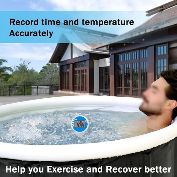 GJX Ice Bath Thermometer Timer Floating Waterproof IPX6 Cold Plunge Monitor with Auto Start, HD LED Display Spa Recovery Temperature Tracker for Cold Water Immersion