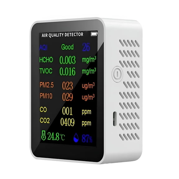 GJX Indoor Air Quality Detector Real-Time Portable 10-In-1 Monitor with Alarm Air Quality Tester Indoor