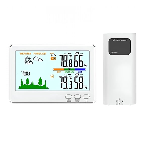 GJX Indoor Outdoor Thermometer Wireless, Wireless Lcd Backlit Temperature Humidity Monitor, Display Digital Temperature Humidity Monitor with 330Ft Range Sensor and Adjustable Backlight