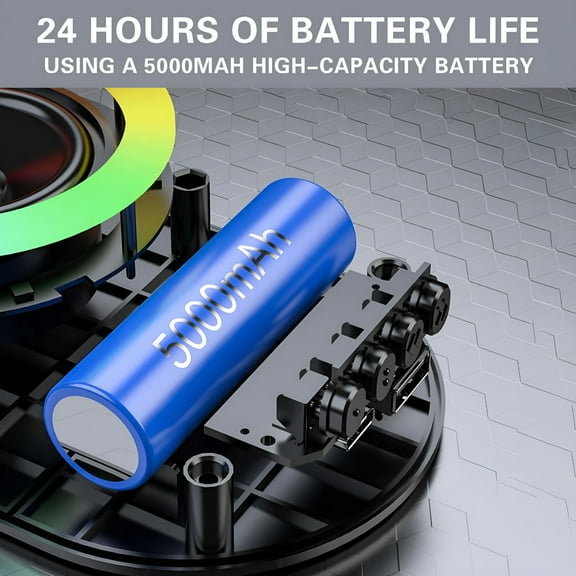 GJX 2026 New Induction Speaker,Wireless Induction Audio Bluetooth Speaker,5In1 Phone Holder,Emergency Rechargeable with Colorful Ambient Light,Bluetooth Audio Power Bank Bracket,360Rotating Foldable