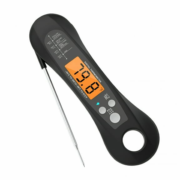GJX Instant Read Digital Meat Thermometer,Ip67 Waterproof Grill Thermometer with Magnet,Foldable Probe,Backlight,Calibration,Fast & Precise Reading for Kitchen,Cooking,Bbq,Candy,Beef,Turkey