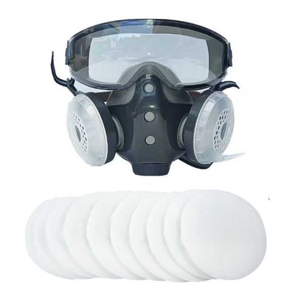 GJX Integrated Dust Mask with Protective Eyewear Reusable Welding Respirator for Sanding Welding&Industrial Use Adjustable Face Cover with 10 Filter Cotto