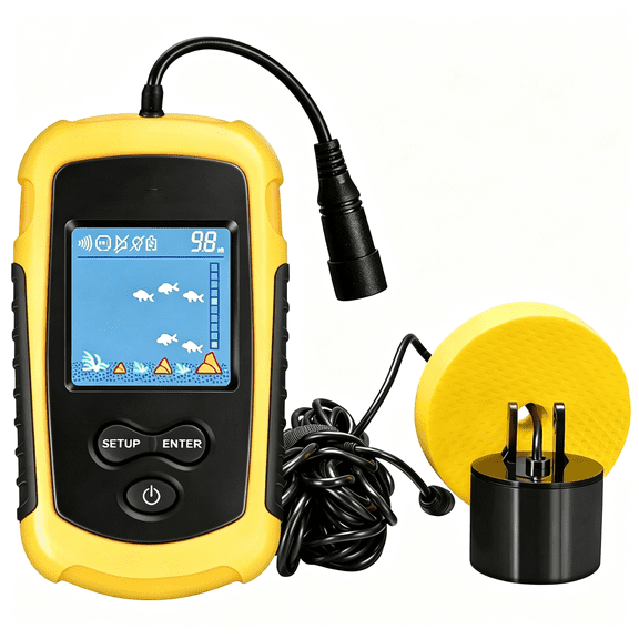 GJX Kayak Portable Fish Depth Finder Water Handheld Fish Finder Sonar Castable Kayak Boat Fishfinder Transducer Fishing Lcd Display Portable Sonar Castable Depth Finder