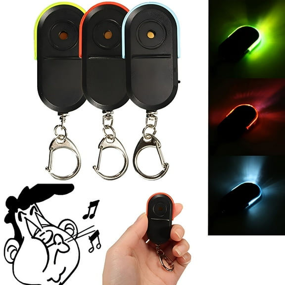 GJX Key Finder Tracker, LED Light Torch Remote Sound Control Lost Key Finder Locator, Keychain Whistle Item Locator Suitable for Seniors, Pets, Phone, Wallet, Handbag, Children Key Locator Device