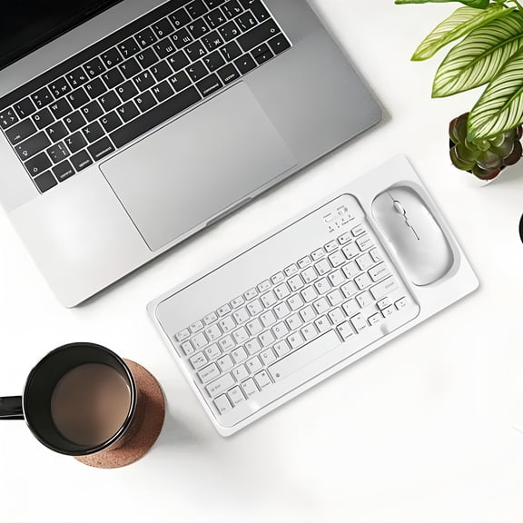 GJX Keyboard And Mouse Wireless Combo 2.4Ghz,Compact Cordless Computer Keyboard And Mouse Set,Silent Wireless Keyboard And Mouse,Lag-Free for Computer,Laptop