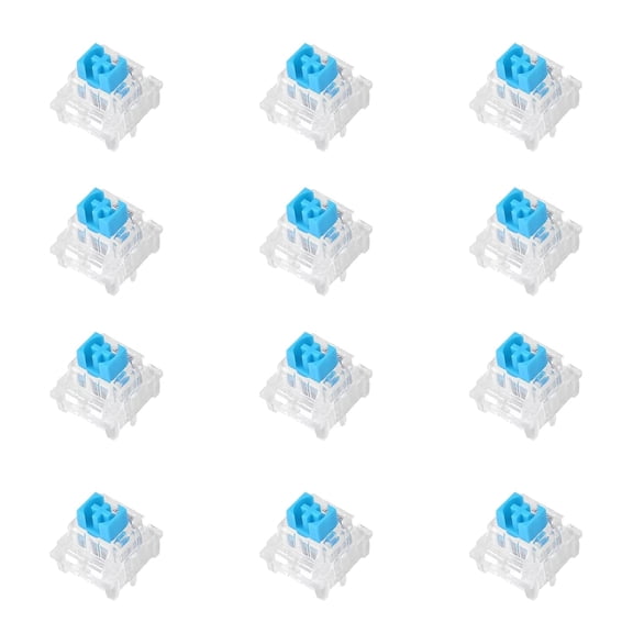 GJX Keyboard Switches, 12PCS Blue Keyboard Clicker Replacement 3 PIN Mechanical Keyboard Switch Clicky Accurate Typing, Dustproof Keyboard Switches for LED Mechanical Gaming Keyboard