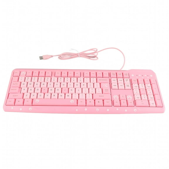 GJX Keyboard USB Wired UltraThin Cute Cartoon for Home Office Laptop Computer Universal (Pink)