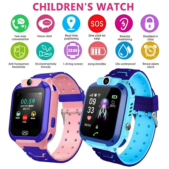 GJX Kid GPS Tracker with Phone Smartwatch for Boys Girls 3-12 Years Old with Two-Way Call SOS Anti-Lost Games Camera, Child Cellphone Watch School Class Gifts Blue