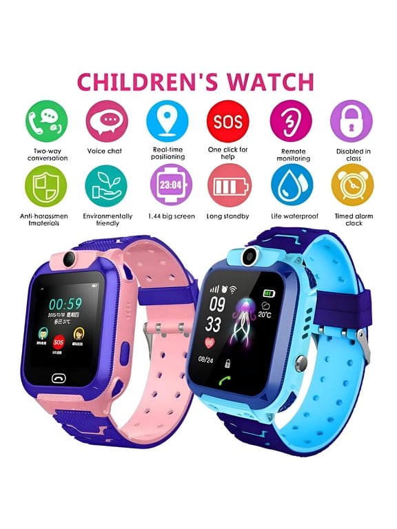 Kid Gps Tracker with Phone Smartwatch for Boys Girls 3-12 Years Old with Two-Way Call Sos Anti-Lost Games Camera,Child Cellphone Watch School Class Gifts Blue