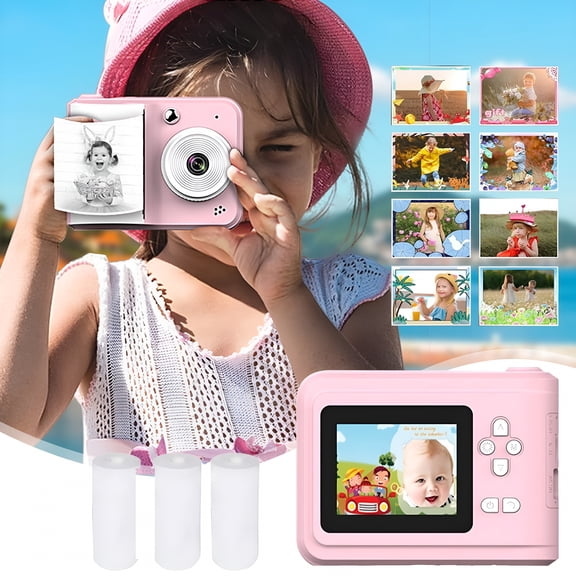GJX Kids Camera Instant Print,Selfie Digital Camera for Kids,Christmas Birthday Gifts Toys for Boys Girls Age 3-12,Kids Camera with 3 Rolls Print Paper Kids Instant Print Camera