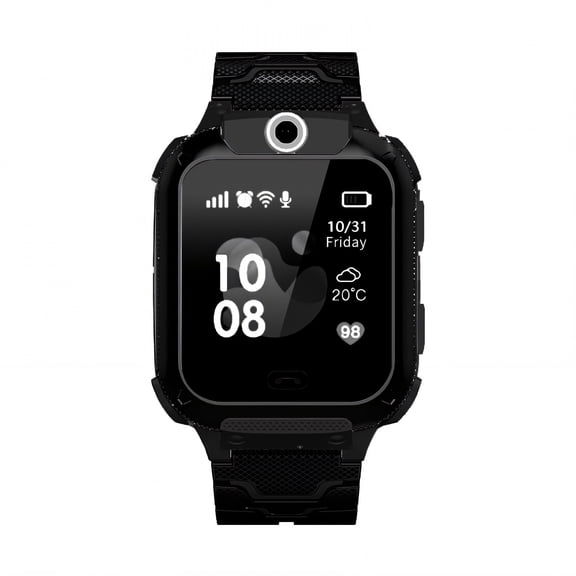 GJX Kids Smart Watch, 4G Waterproof Watch with Camera, Pedometer, Games & Calendar, IP67 Activity Tracker for Boys Girls, Black